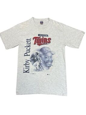 Minnesota TWINS Kirby Puckett Gray T Shirt Vintage 1997 Size Medium
